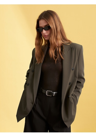 Dilvin 60784 Kruvaze Blazer Ceket-haki Haki