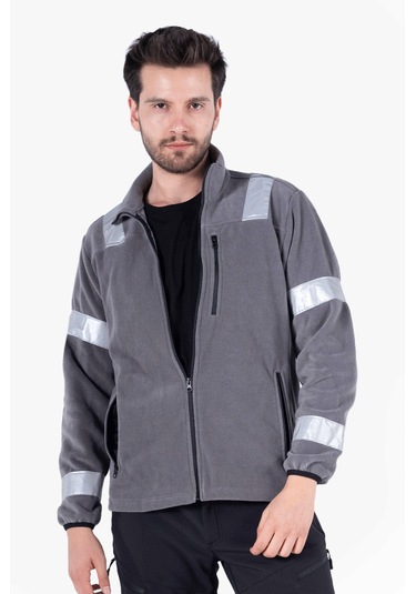 Omuz Ve Kol Reflektörlü Polar Gri