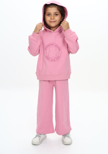 Toontoy Kız Çocuk Baskılı Eşofman Takım Bej