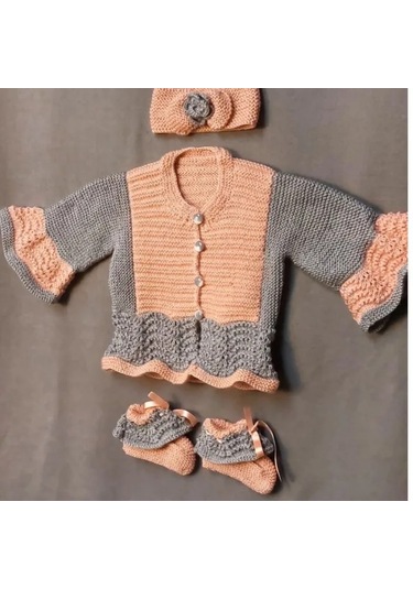 Uretti - Talia 8659 - 3969 El Örgüsü Kız Çocuk Hırka - Bandana - Patik 3'lü Takım - 2 Yaş Yavruağzı Uretti - Talia 8659 - 3969 El Örgüsü Kız Çocuk Hırka - Bandana - Patik 3'lü Takım - 2 Yaş Yavruağzı