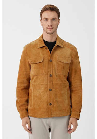 Fiorenzo Taba Nubuk Deri Gömlek Taba