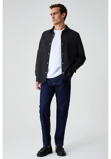 Jakarı Erkek Regular Fit Standart Kesim Klasik Yaka Desenli Çıtçıtlı Siyah Gömlek
