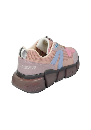 Kadın Ortopedik Tabanlı File Detaylı Sneaker Spor Ayakkabı Pudra - Mavi