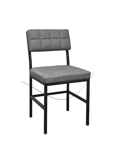 Nemeron İkon Mutfak Sandalyesi Keten Kumaş Metal Sandalye Silinebilir Kafe Salon Sandalyesi - Gri Gri