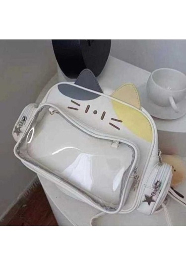 Dancemonkey Style Sırt Çantası Şeffaf Pu Moda Kese Sevimli Itabag Fermuarlı Cep Çantası Çok Renkli