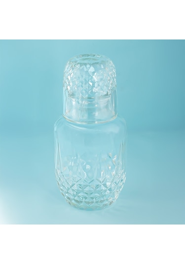 Porsima 003 Başucu Sürahisi Bardaklı Sürahi 550+150 Ml Sürahi Seti Cam Sürahi