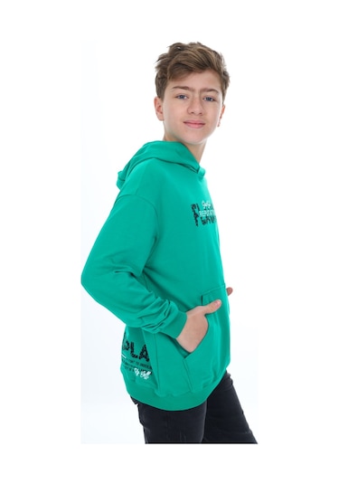 Toontoy Erkek Çocuk Flaunt Baskılı Sweatshirt Koyu Yeşil