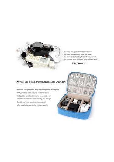 Mor Şarj Cihazı Elektronik Organizatör Seyahat Dijital Cihaz Sabit Disk Kozmetik Seti Taşıma Çantası