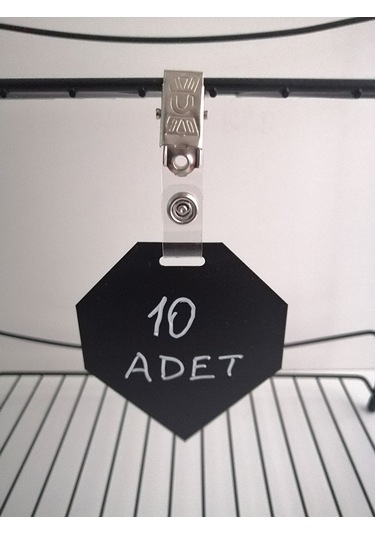 10 Adet Silinebilir Mandallı Siyah Etiket Kıskaçlı Karatahta Seti