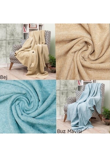 Latuda - Şönil Jakarlı Desen Kaymaz Çekyat Örtüsü Ve Koltuk Şalı