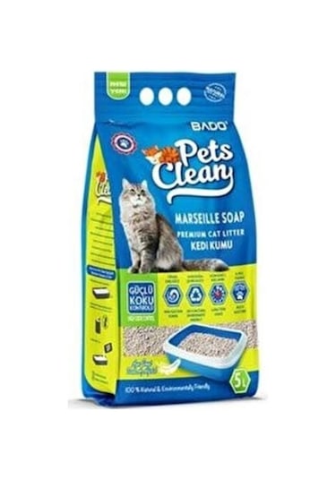 Bado Pet's Clean Marsilya Sabunlu Topaklaşan Bentonit Kedi Kumu 5 L