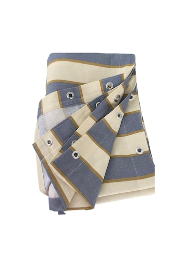 Ceylan Home Balkon Perdesi Kuş Gözü Ölçü Seçenekli Gri Krem Çizgili Gri