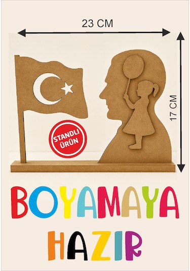 10 Kasım Atatürk Türk Bayrağı Ahşap Oyuncak Boyama Etkinlik Aktivite 10 Adet