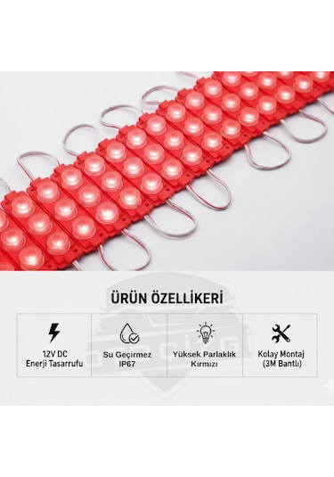 10'lu Parmak Led Büyük Mercekli 12w Kırmızı