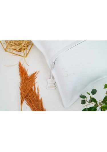 Premium Dekoratif Beyaz Deri Kırlent Kılıfı/ev Ve Ofis Için Gerçek Deri 45x45cm Kırlent Kılıfı Beyaz