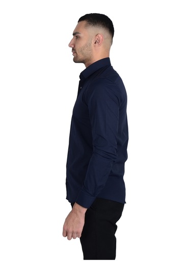 Erkek Standart Yaka Ligralı Slimfit Gömlek 001