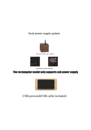 Çalar Saat Led Ahşap Saat Masası Ses Kontrolü Dijital Ahşap Umut White