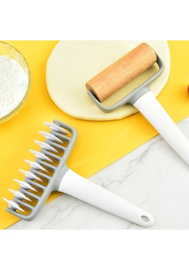 1 Takım Pizza Hamur Açma Makinesi Kesici Çok Fonksiyonlu Pişirme Aracı Pp Dantel Kesici Düz Kesici Haddeleme 19.5cm X 11.7cm