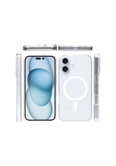 İphone Uyumlu 16 Kılıf Magsafe Şarj Özellikli Şeffaf Sert Pc Redclick Embos Kapak