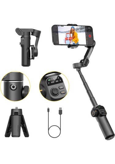 Akıllı Telefon Gimbal Stabilizer - 3 Eksen Video Sabitleyici - Vlog Kamera Stabilizer-tripod