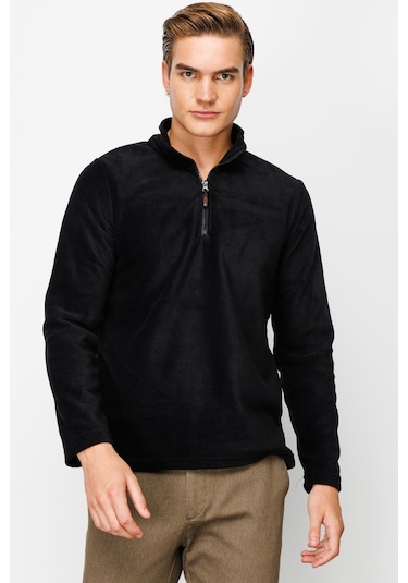 İgs Standart Yarım Fermuar Erkek Polar Siyah