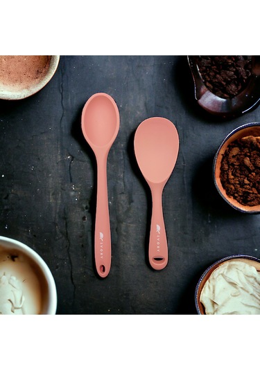 Sert Uçlu Isıya Dayanıklı Silikon Kaşık 28/22 Cm Somon