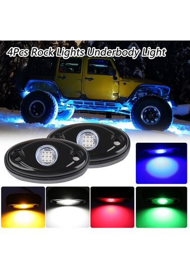 Shineyee 4 Adet Mavi 4 Ayağlı Led Taş Lambası - Jeep, Atv, Utv Ve Botlar İçin Su Geçirmez Araç Altı Aydınlatması
