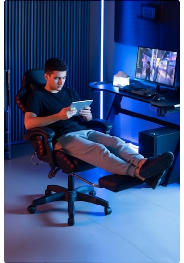 Fashcolle Blue Star Işıklı - Masaj Özellikli Oyuncu Koltuğu Mavi-siyah