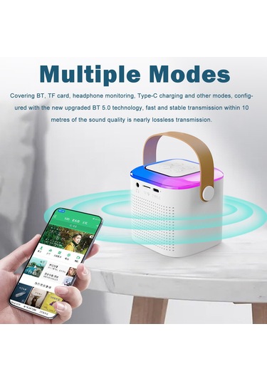 Xindoker Y1 Pembe Tek Mikrofonlu Bluetooth 5.3 Müzik Hoparlörü - Ev, Dışarı Kullanıma Uygun, 8-10 Saat Çalma Süresi, 5w 2 Güç, Mp3/wma/wav Desteği