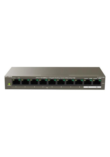 IP-Com F1110P 102W 8 Port 10/100 2x Gigabit Uplink 250 M Poe Switch