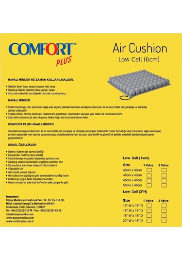 Comfort Plus Havalı Oturma Minderi 40 x 40 x 10 CM