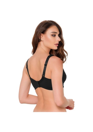 Pamuklu Dantelli Penye Siyah Renk Cepli Protez Sütyen Siyah