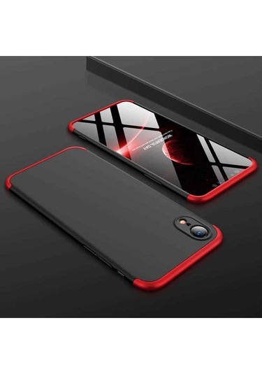 Apple Uyumlu iPhone Xs Max 6.5 Kılıf Zore Ays Kapak Siyah-Kırmızı