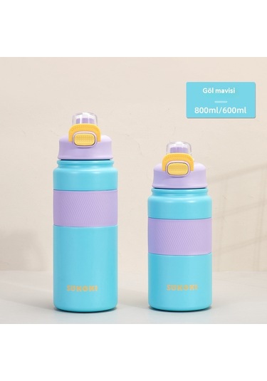 Net Kırmızı 316 Paslanmaz Çelik Termos Büyük Kapasiteli Ton Ton Varil Açık Spor Taşınabilir Saman Bardağı Toptan 800ml Göl Mavisi