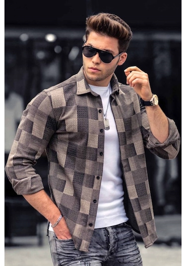 Madmext Madmext Camel Ekoseli Oduncu Erkek Gömlek 4667 Camel