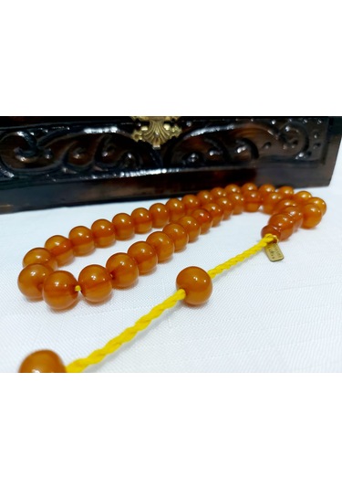 Soma Tesbih Omari Usta İmzalı Alman Sıkma Kehribar Tesbih 11 x 13