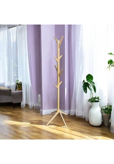 Askılık Ahşap 8 Askılı 183 Cm Sök Tak Kolay Montajlı Askılık Tornavida Diğer