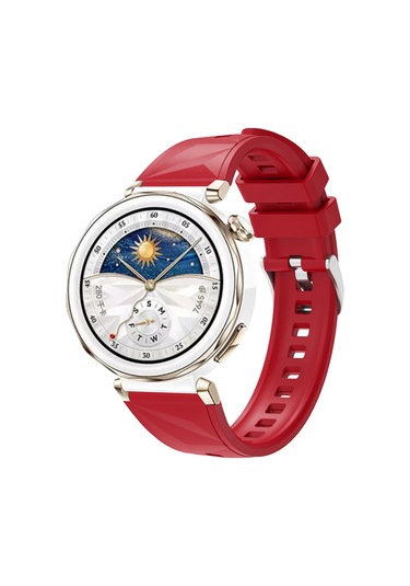Butam Bilişim Huawei Watch Gt5 Pro 42mm Uyumlu Krd-129 Silikon Kordon Strap Kayış-kırmızı