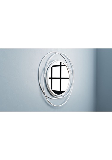 Halkalı Model Metal Dekoratif Duvar Aynası Beyaz