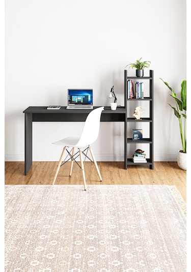 Kitaplıklı Fonksiyonel Çalışma Masası Antrasit Gri