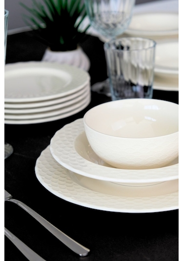 Porser Costa Transparan Yemek Takımı 6 Kişilik 24 Parça Cos24yk Krem