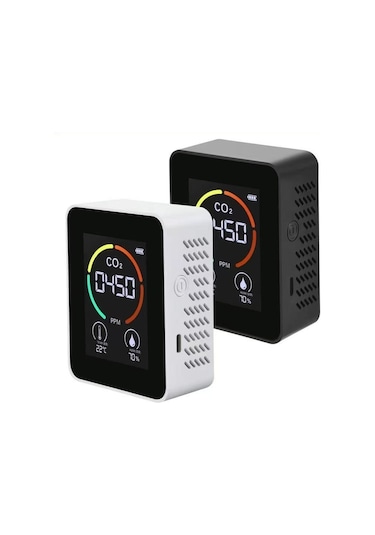 Butuglobal Xy-t01 3'ü 1 Arada Sıcaklık Nem Ve Co2 Ekranlı Hava Kalitesi Dedektörü, Kızılötesi Sensör Siyah