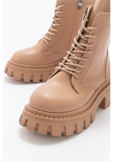 Luvishoes Tool Koyu Bej Kadın Bot Koyu Bej