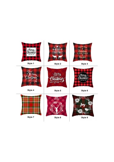 Monyee Noel Dekorasyon Kırmızı Kare Desenli 45x45 Cm Fiber Yastık Kılıfı - Tek Taraflı Modern Stili, Ev/ofis/ Araba İçin Uygun Tpr215-4 Çok Renkli