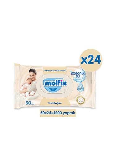 Molfix Yenidoğan Izotonik Sulu Mendil 24'Lü Fırsat Paketi 1200'Lü