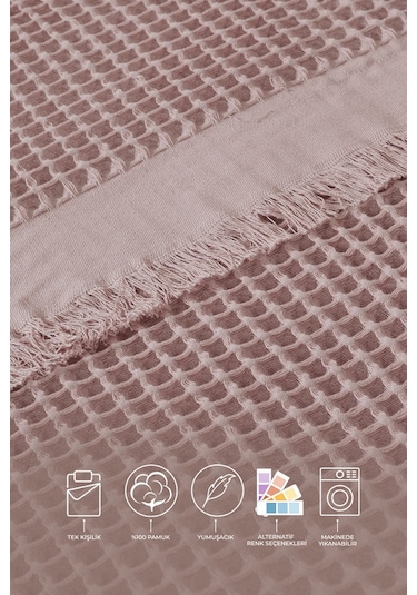 Elart Ruffle Pike Tek Kişilik 160x220 Cm Pudra Pudra
