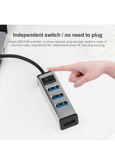 Usb - 4 Usb 3.0 Bağlantı Noktası Alüminyum Alaşım Göbek Gümüş