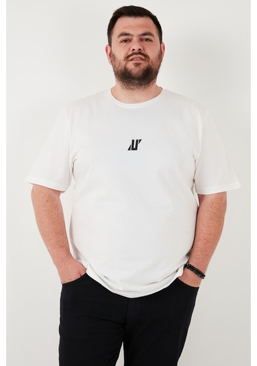Buratti Pamuklu Regular Fit Bisiklet Yaka Büyük Beden Erkek T Shirt 5902753B Beyaz