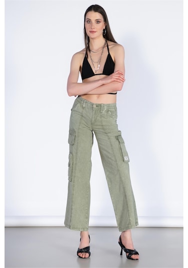 Bpf Normal Bel Wide Leg Kargo Pantolon-haki Haki