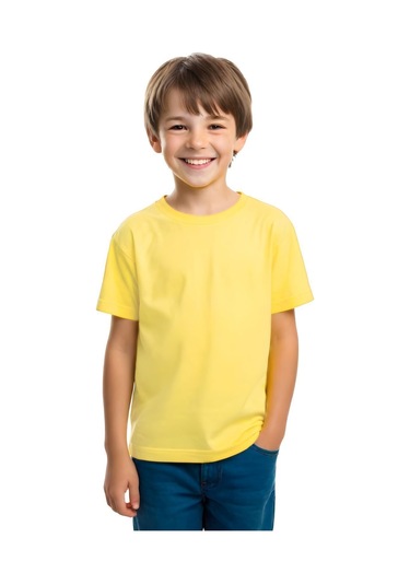 Unisex 3lü Yuvarlak Yaka Çocuk Düz Kısa Kollu T-shirt Çok Renkli